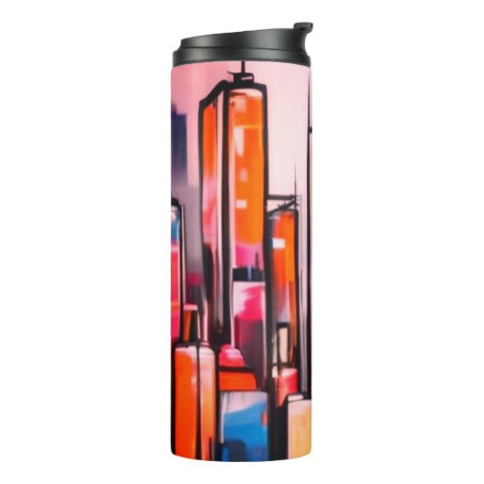 Manhattan stad nacht olieverf thermische tuimelaar thermosbeker (Gedraaid links)