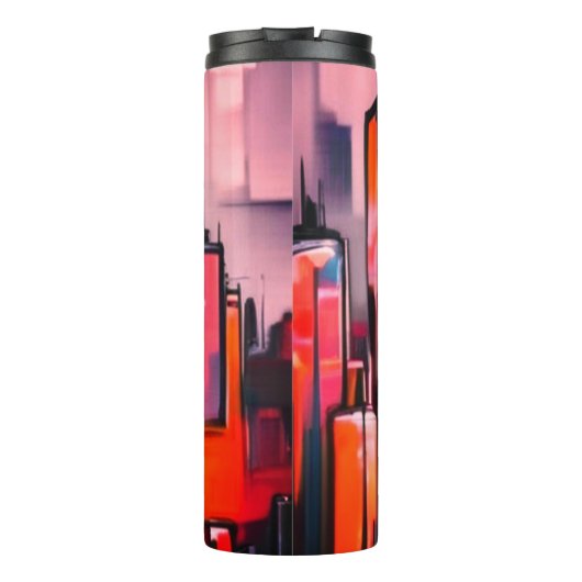 Manhattan stad nacht olieverf thermische tuimelaar thermosbeker (Achterkant)
