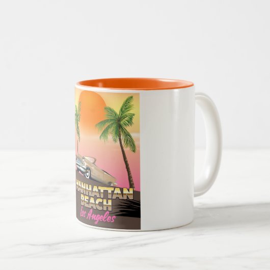 Manhattan strand Los Angeles Tweekleurige Koffiemok (Voorkant rechts)