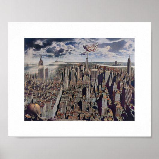 Manhattan Surrealist Uitzicht c1920s Art Inspired Poster (Voorkant)
