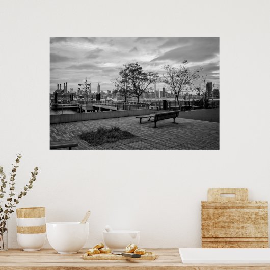 Manhattan Uitzicht uit Brooklyn Williamsburg Poster (Keuken)