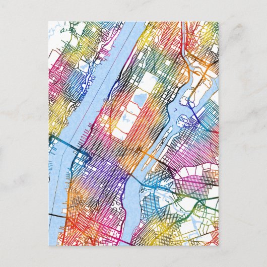 Manhattan USA Stadkaart Briefkaart (Voorkant)