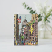 Manhattan Winter New York Kerstvergelijking Briefkaart (Staand voorkant)