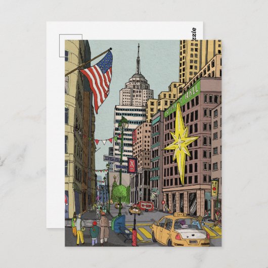 Manhattan Winter New York Kerstvergelijking Briefkaart (Voorkant / Achterkant)