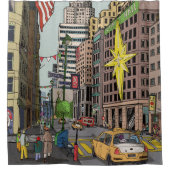 Manhattan Winter New York Kerstvergelijking Douchegordijn (Voorkant)