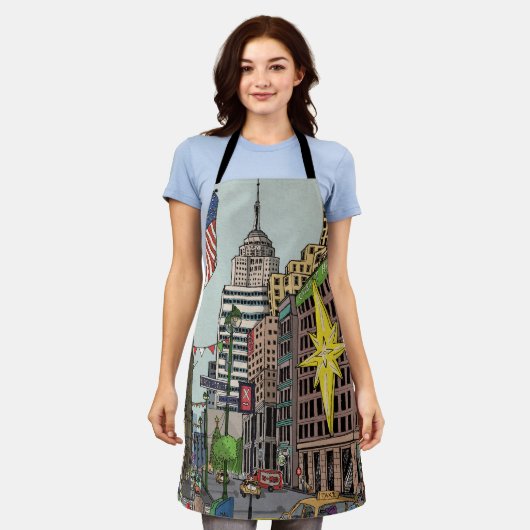 Manhattan Winter New York Kerstvergelijking Schort (Gedragen)