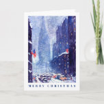 Manhattan Winter Scene. Christmas Feestdagen Kaart<br><div class="desc">vrolijk kerstfeest. Gepersonaliseerde Fine Art Wenskaart met het Manhattan Winter Scene schilderij (naar Guy Carleton Wiggins). Bijpassende kaarten,  gunsten en geschenken beschikbaar in de Kerstmis & Nieuwjaar / Fine Art Categorie van onze winkel.</div>