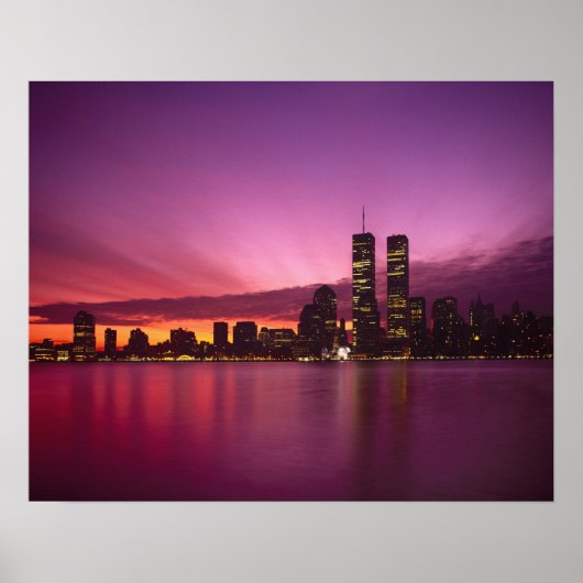 Manhattans silhouet en Hudsonrivier, New York, Poster (Voorkant)