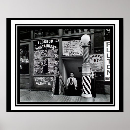 Manhatten Barber Shop Restaurant Poster 16 x 20 (Voorkant)