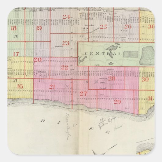 Manhatten, New York 10 Vierkante Sticker (Voorkant)