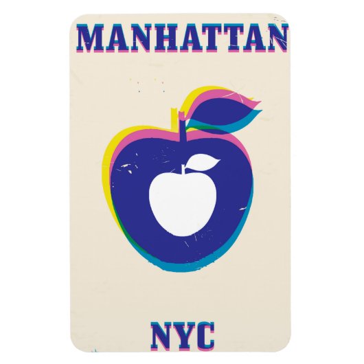Manhatten NYC "Big Apple"-reisposter Magneet (Verticaal)