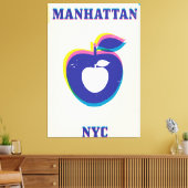 Manhatten NYC vintage 'Grote Appel' Reisposter Canvas Afdruk (Insitu (Woonkamer))