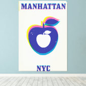 Manhatten NYC vintage 'Grote Appel' Reisposter Canvas Afdruk (Insitu (Houten vloer))