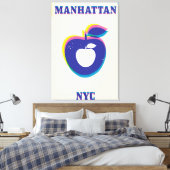 Manhatten NYC vintage 'Grote Appel' Reisposter Canvas Afdruk (Insitu (Slaapkamer))