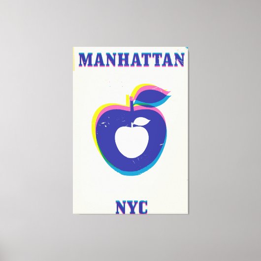 Manhatten NYC vintage 'Grote Appel' Reisposter Canvas Afdruk (Voorkant)