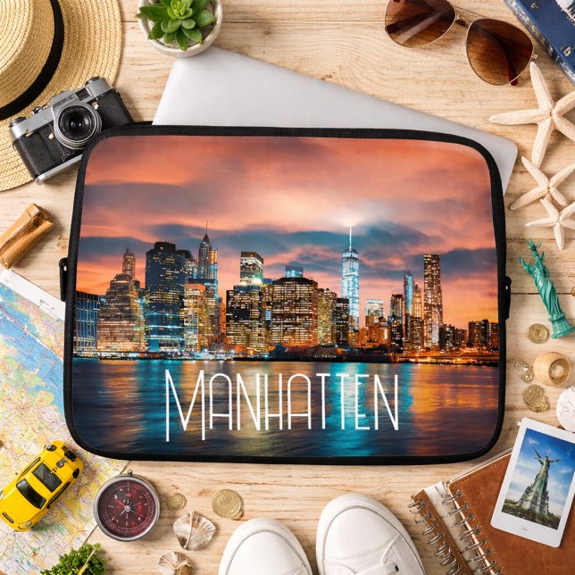 Manhatten stadsgezicht laptop sleeve (Creator heeft geüpload)