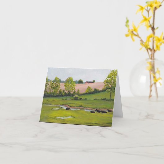 Manheim Pasture Landscape Art Note Kaart (Gele Bloem)