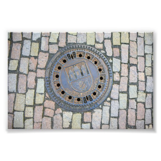 Manhole Hoesje, Praagse burcht, Tsjechië Foto Afdruk (Voorkant)