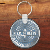 Manhole Staten Island Blauw Sleutelhanger (Voorkant)