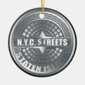 Manhole Staten Island Gray Keramisch Ornament (Voorkant)