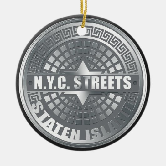 Manhole Staten Island Gray Keramisch Ornament (Voorkant)