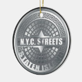Manhole Staten Island Gray Keramisch Ornament (Links)