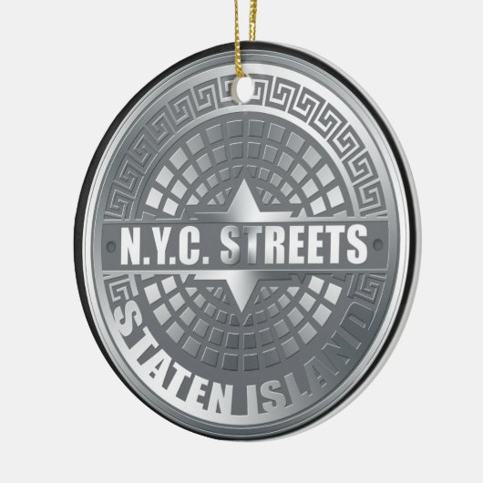 Manhole Staten Island Gray Keramisch Ornament (Links)