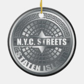 Manhole Staten Island Gray Keramisch Ornament (Achterkant)