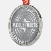 Manhole Staten Island Gray Metalen Ornament (Links)