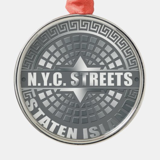 Manhole Staten Island Gray Metalen Ornament (Voorkant)