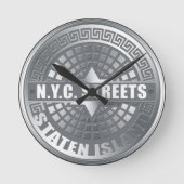 Manhole Staten Island Gray Ronde Klok (Voorkant)