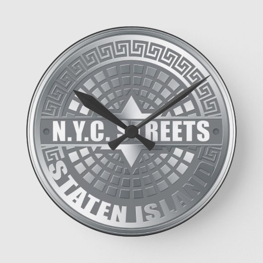 Manhole Staten Island Gray Ronde Klok (Voorkant)