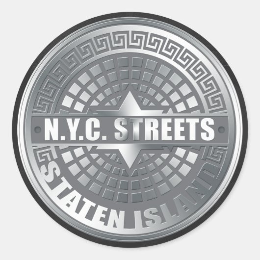 Manhole Staten Island Gray Ronde Sticker (Voorkant)