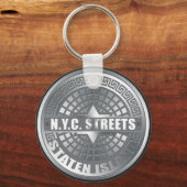 Manhole Staten Island Grijs Sleutelhanger (Voorkant)