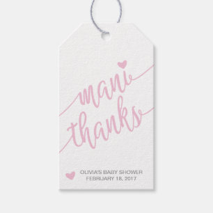 Mani Bedankt Baby shower Dank u Label, roze Cadeaulabel