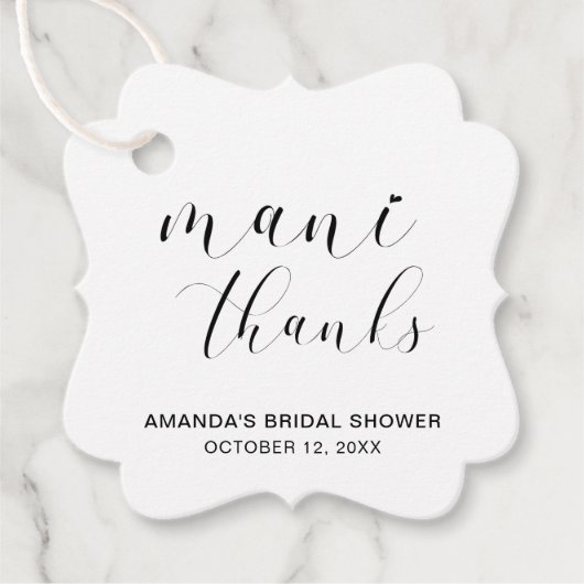 Mani Bedankt Black White Elegant Vrijgezellenfeest Bedankjes Labels (Voorkant)