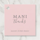 Mani Bedankt Eenvoudig roze en grijs Vrijgezellenf Bedankjes Labels (Voorkant)