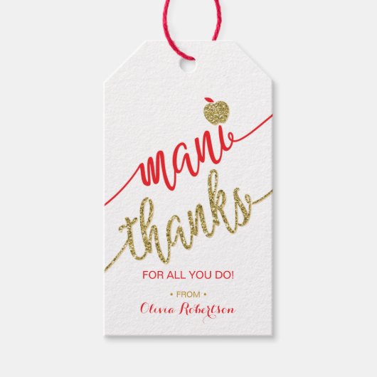 Mani Bedankt Label, Leraar Waardering Label Cadeaulabel (Voorkant)