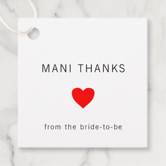 Mani Bedankt Modern minimalistisch Vrijgezellenfee Bedankjes Labels (Voorkant)