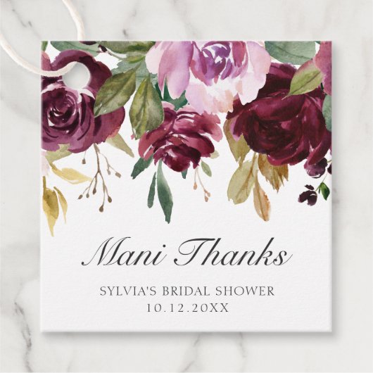 Mani Bedankt Moody Plum Bruiloft Feest Bedankjes Labels (Voorkant)