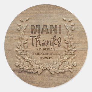Mani Bedankt - rustiek dank u Ronde Sticker