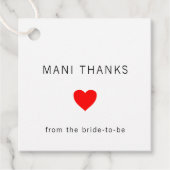 Mani Danken Moderne Minimalistische Bruidsdouche Bedankjes Labels (Voorkant)