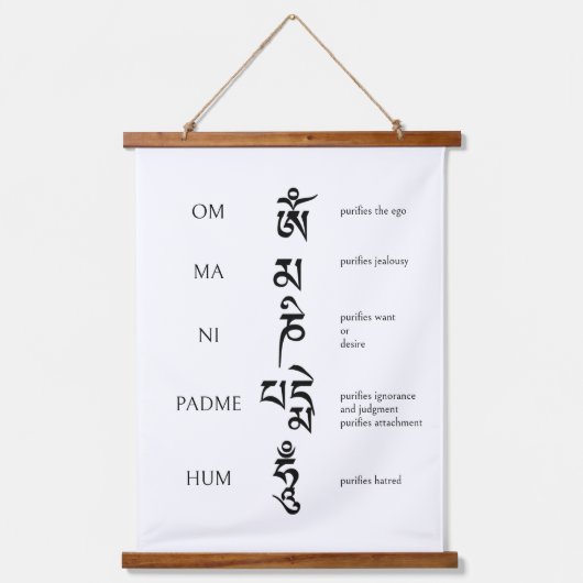 Mani Mantra Tibetaans schrift Hangend Wandkleed (Voorkant)