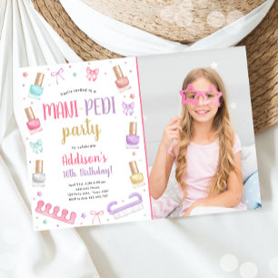 Mani-Pedi Feestje Manicure en Pedicure Boog Verjaa Kaart