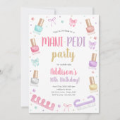 Mani-Pedi Party Manicure and Pedicure Bow Birthday Kaart (Voorkant)