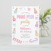 Mani-Pedi Party Manicure and Pedicure Bow Birthday Kaart (Staand voorkant)
