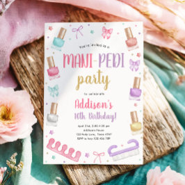 Mani-Pedi Party Manicure and Pedicure Bow Birthday Kaart