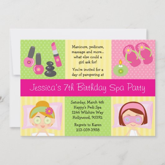 Mani Pedi Spa Birthday Party Invitation Kaart (Voorkant)