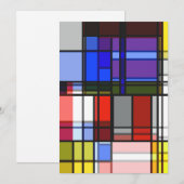 Manic Mondrian Style Retro Color Compositie Feestdagenkaart (Voorkant / Achterkant)