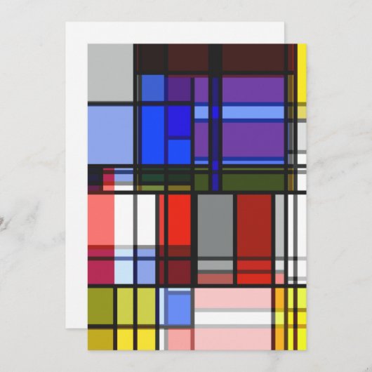 Manic Mondrian Style Retro Color Compositie Feestdagenkaart (Voorkant / Achterkant)